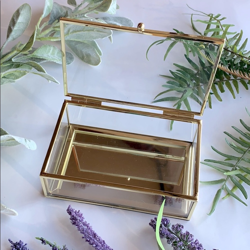 NEW - Gold glass jewelry box decor